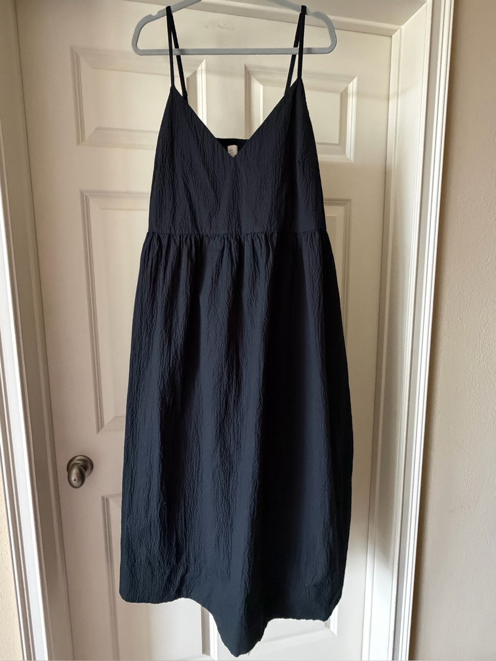 Seersucker Black Spaghetti Strap Dress - Picture 2 of 7